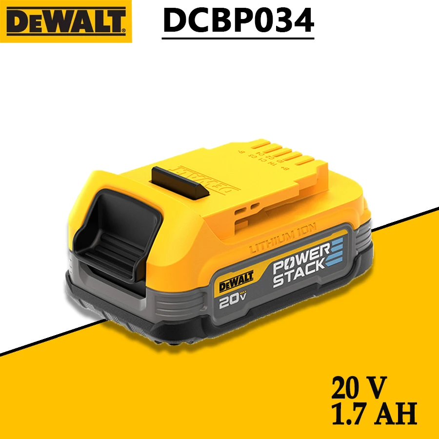 

DEWALT DCBP034 POWERSTACK™Литиевая батарея 20 в 1,7 Ач, компактная батарея с максимальной мощностью, долгий срок службы, литиевая батарея