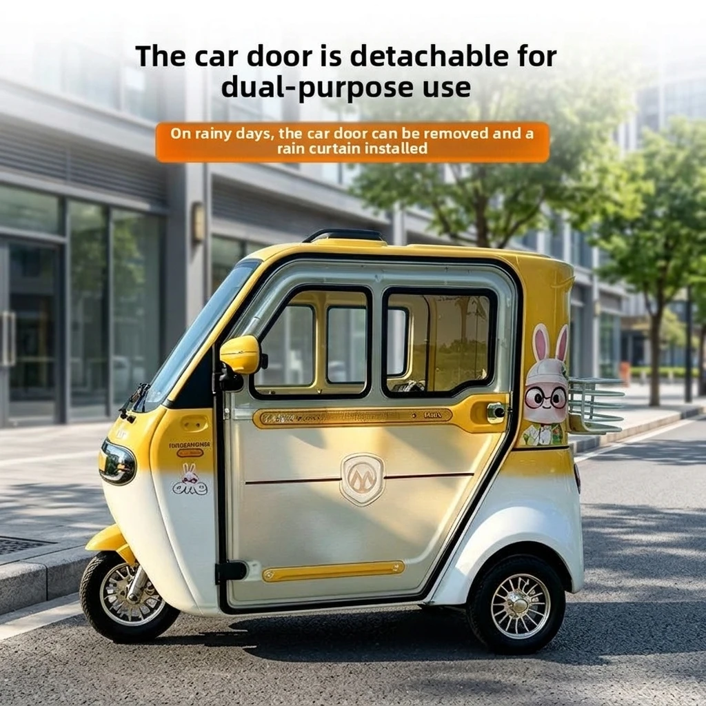 Fully Enclosed Electric Tricycle  Household Low-speed commuter Car  Elderly Commuting Electric Scooter