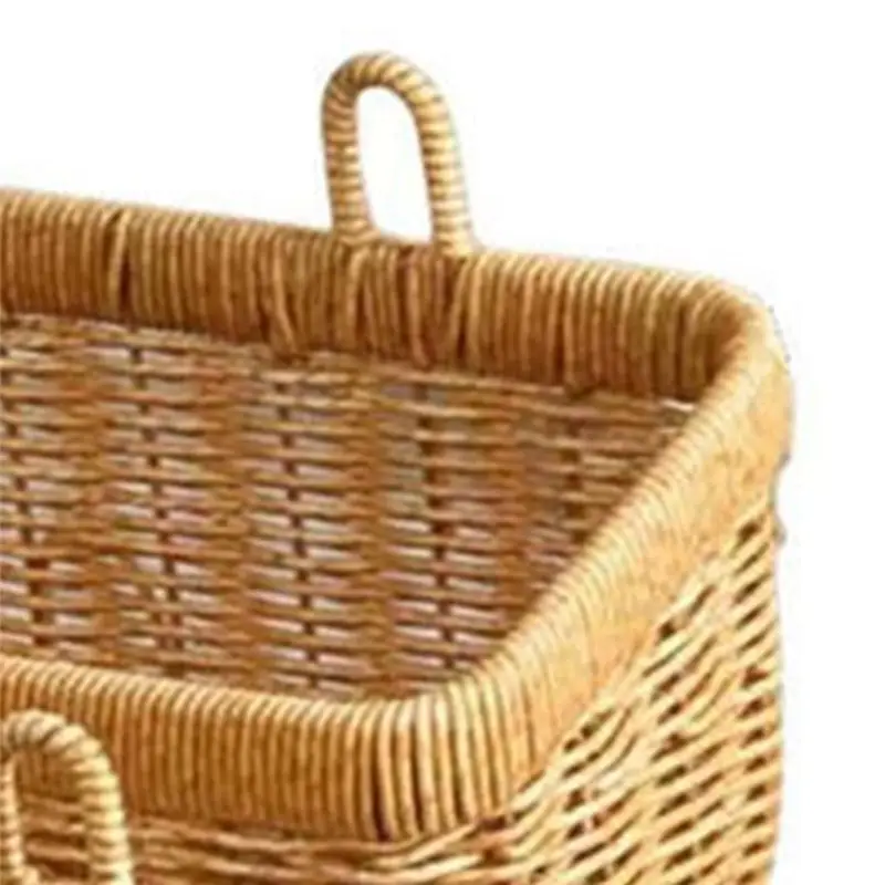 AEE4-2PCS Wall Hanging Weaving Storage Baskets With Handle Decorative Kitchen Storage Basket For Garden Flower Pot