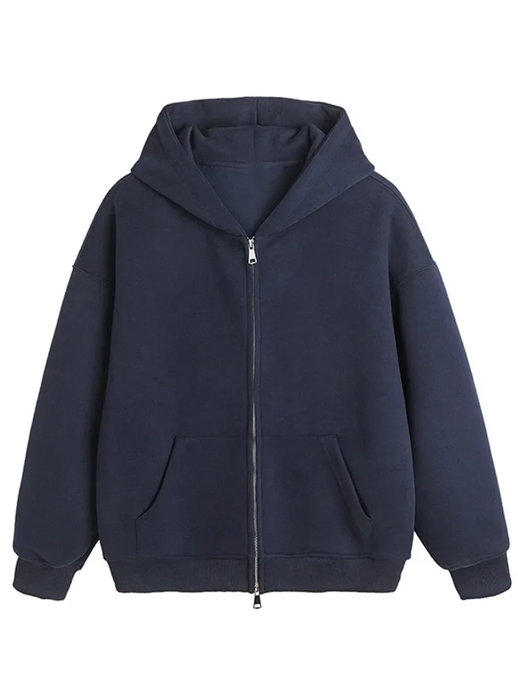 hooded sweatshirts, retro trendy brand clothing, smooth, casual, simple, multifunctional, loose, zipper, spring and autumn