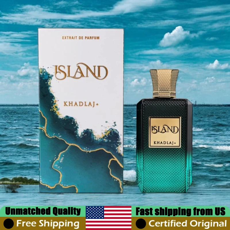 

Khadlaj Island Extrait de Parfum Spray 3.4 Ounce /100 ml Long Lasting Luxury Fresh Tropical Fragrance Pheromones Cologne Perfume