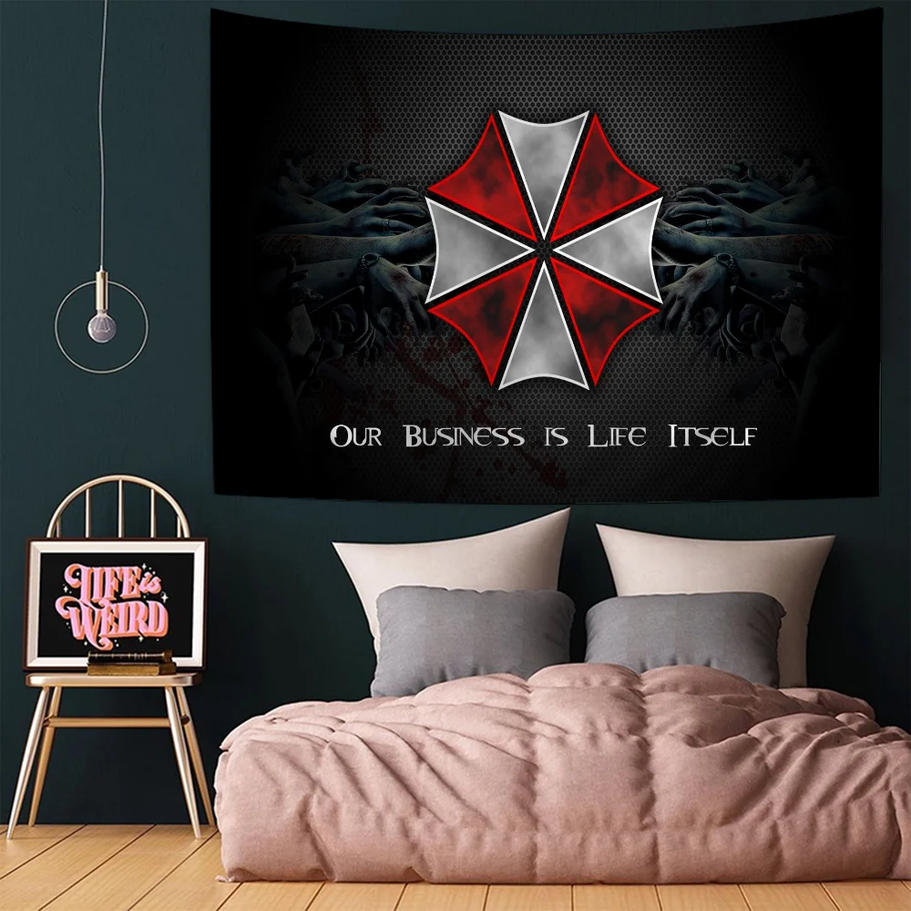 Umbrella Corporation Cartoon Tapestry Art Science Fiction Room Home Decor Wall Hanging Sheets