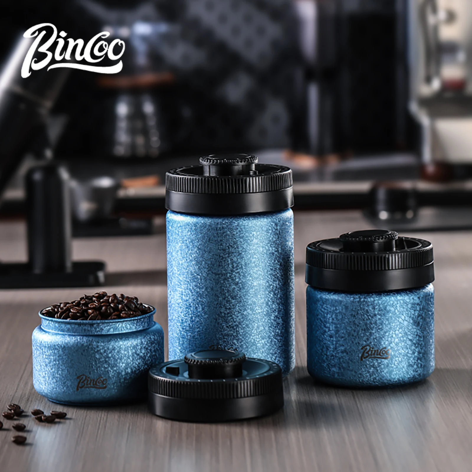 

Bincoo Airtight Coffee Container: Food-Grade 304 Steel, Pump-Vacuum & Stackable, Humidity-Proof Storage Can with Date Scale New