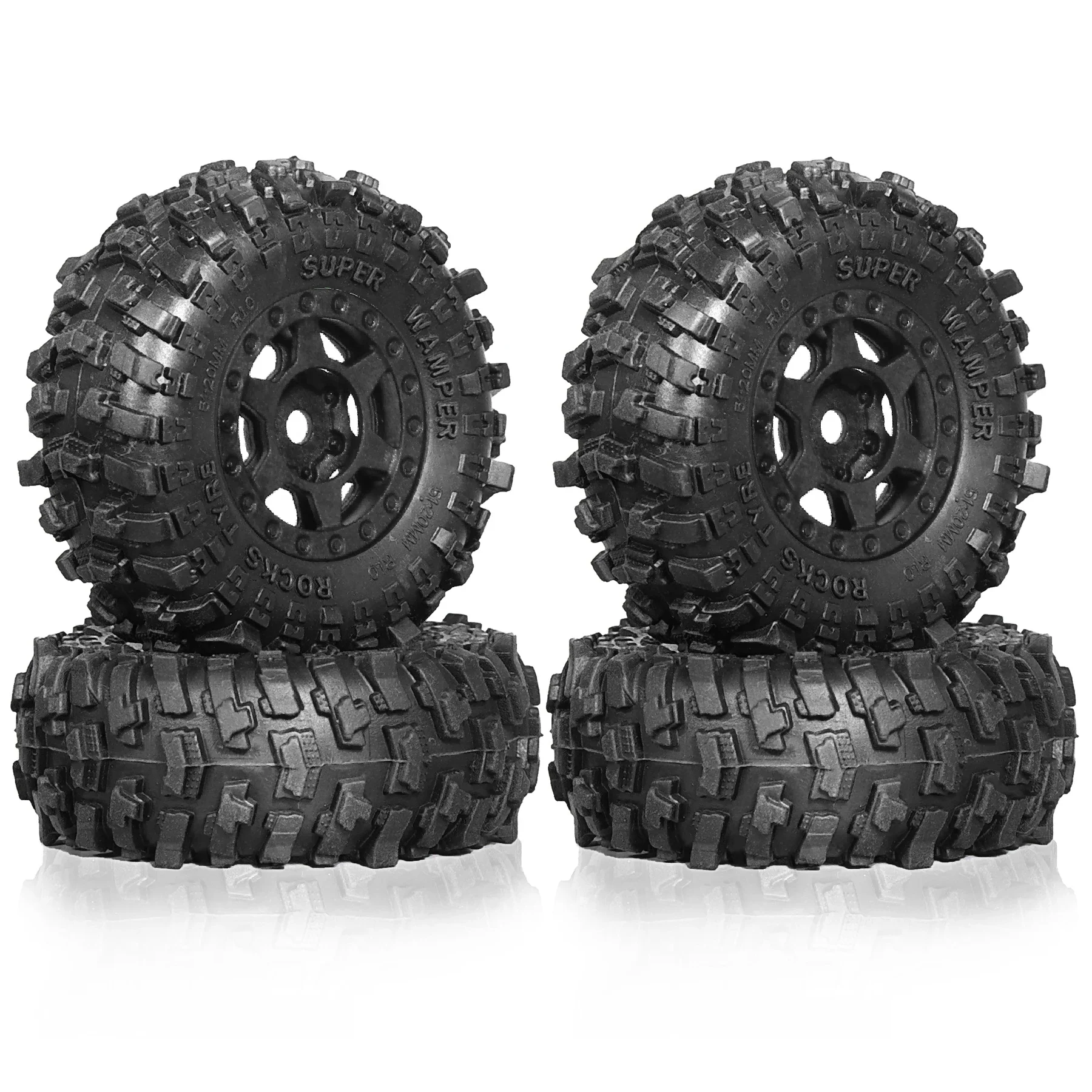 

4Pcs 51mm 1.0" Beadlock Wheel Tires - Perfect Upgrade for 1/18 & 1/24 RC Crawlers TRX4M, SCX24, AX24, FCX24