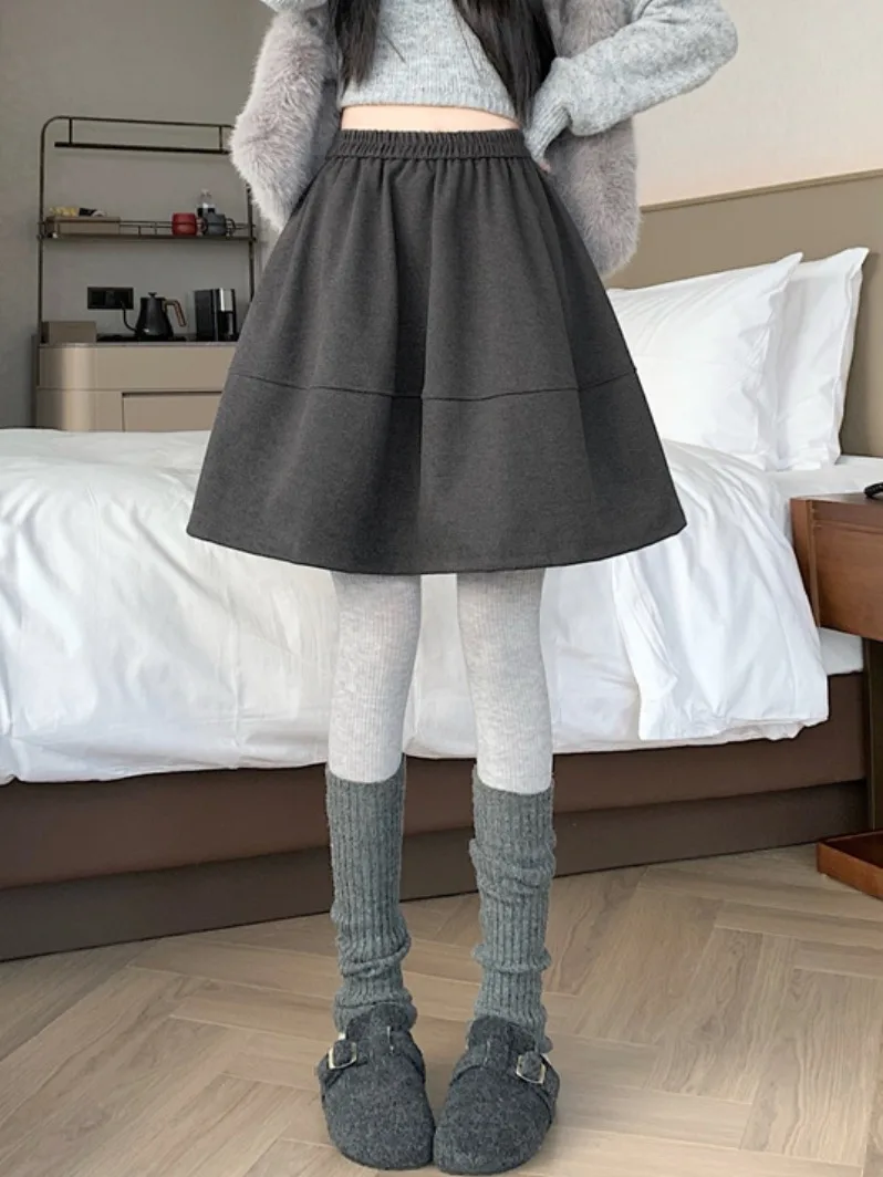 A-lijn rok met hoge taille, bloemenverfraaide wolmixstof, lente herfst winterseizoen, damesfaion