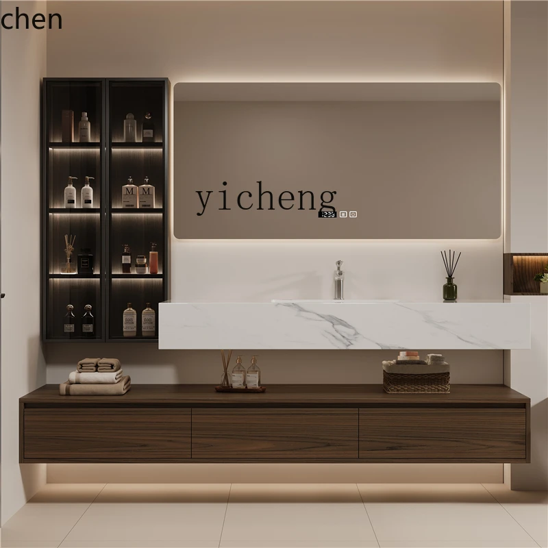 HYS Cabinet Washstand Rock Board Hot Bending Basin Bathroom Wash Basin Cabinet Wash Basin