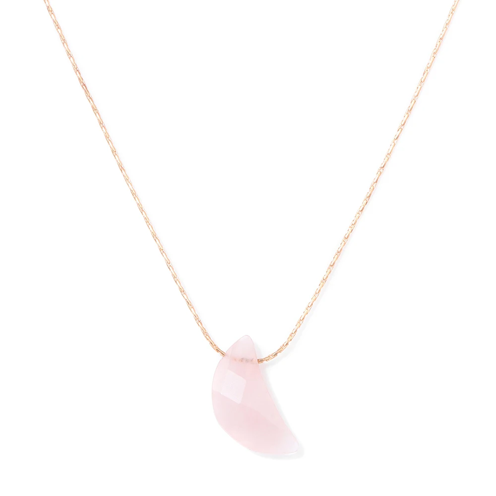 Moon Stone Necklace 7*20MM Moon Shape Aventurine Opal Gem Necklace Gold Color Clavicular Chain Choker Fashion Jewelry Gift