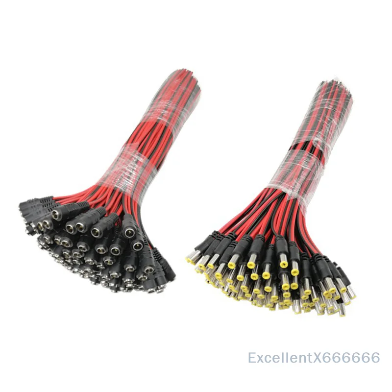 

5pcs Male+5pcs Female Jack Cable Pigtail CCTV Power Adaptor Plug Connector DC 12V 2.1x5.5mm