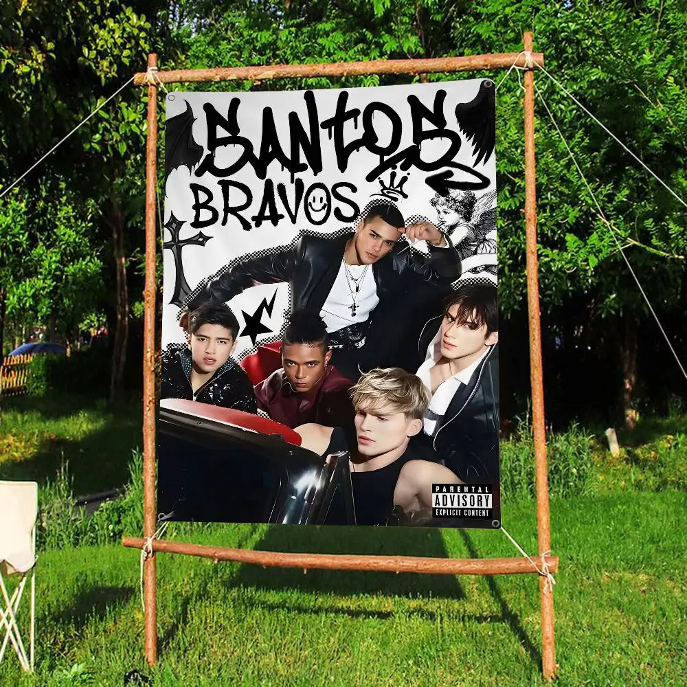 Band Santos Bravos Banner Art Printing Japanese Wall Flag Anime Wall Hanging Home Decor