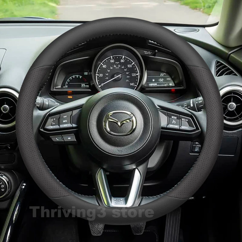 

Leather Car Steering Wheel Cover For Mazda 2 Hybrid SE-L Sport 2003-2025 Auto Steering Wheel interior Mazda 2 Accessories 2024
