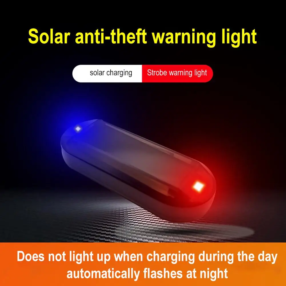 Waterproof Protection Red Blue Flashing Light Simulated LED Car Solar False Alarm Anti-theft Automatic Battery Life Enhanced