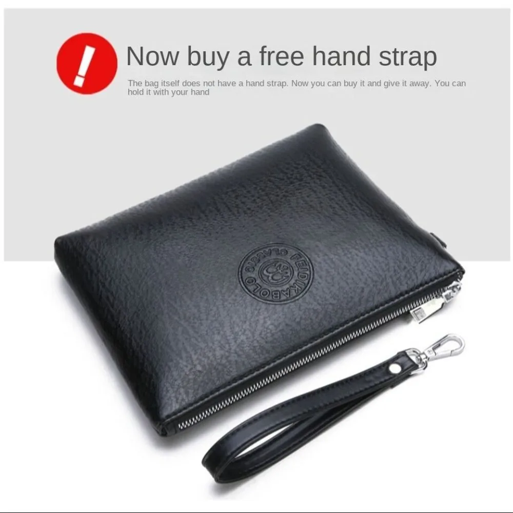 New Leisure Male Clutch Bag PU Soft Leather Large Capacity Envelope Package Toiletry Bag