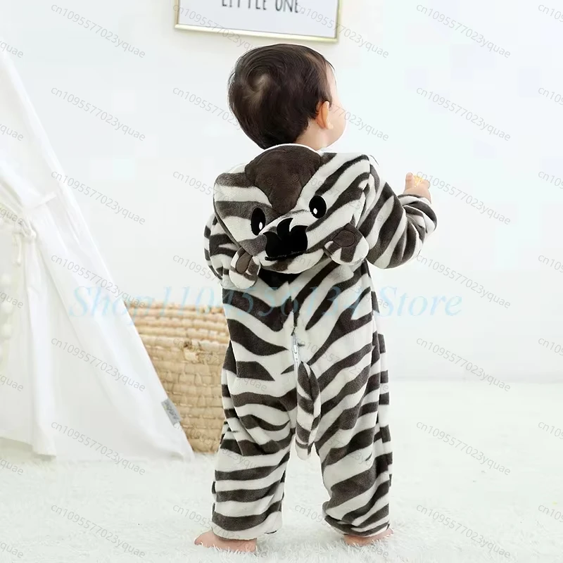 0-3Y Baby Zebra Costume Halloween Animal Cosplay Suit Boy Girl kigurumis Outfit Winter Warm Bebe Clothes Festival Party Jumpsuit