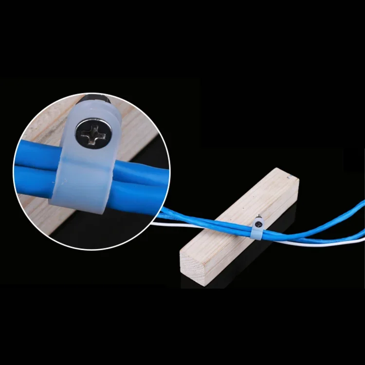 10pcs R Shap Cable Clamps CC Type Wire Tie Clips Winder Mounting Organizer Reusable Cord Holder Cabinet Backplane Line Manage