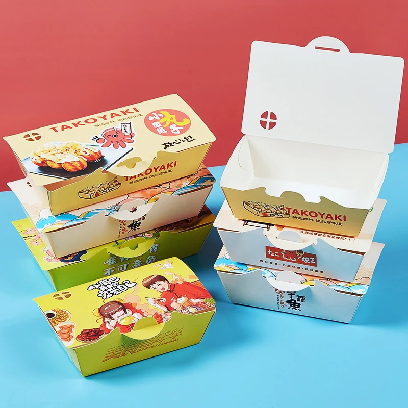 Descartável Take Out Embalagem, Adequado para comida japonesa, Take Away, Takeout Octopus Balls Containers, Papel Takoyaki Bo, Produto personalizado