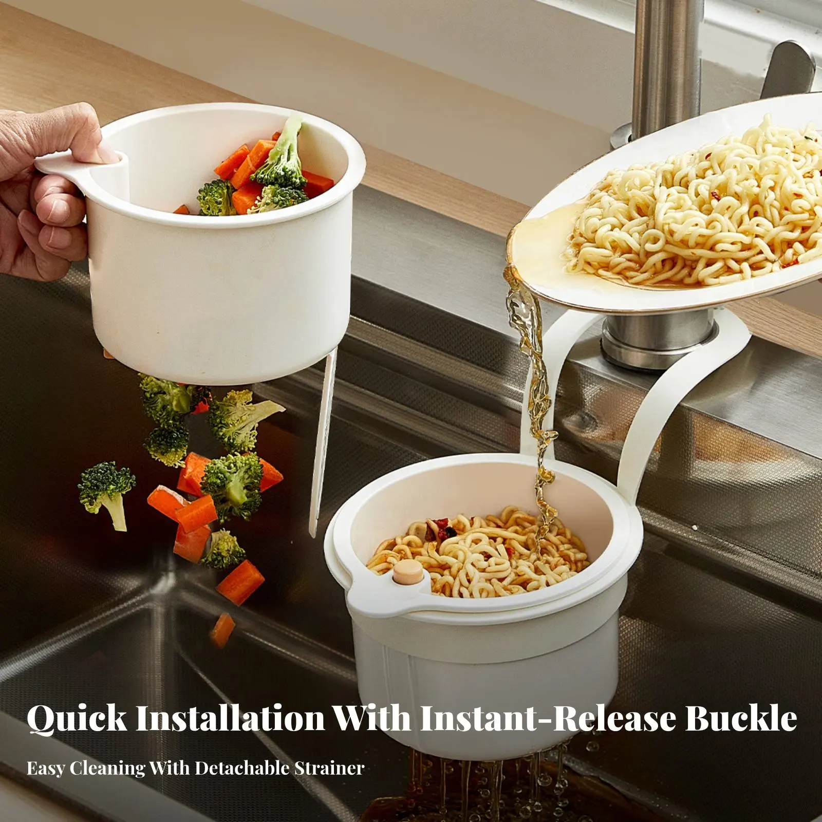 

Подвесная корзина-фильтр для смесителя: быстрое сливание, удобное утилизирование пищевых отходов без усилий