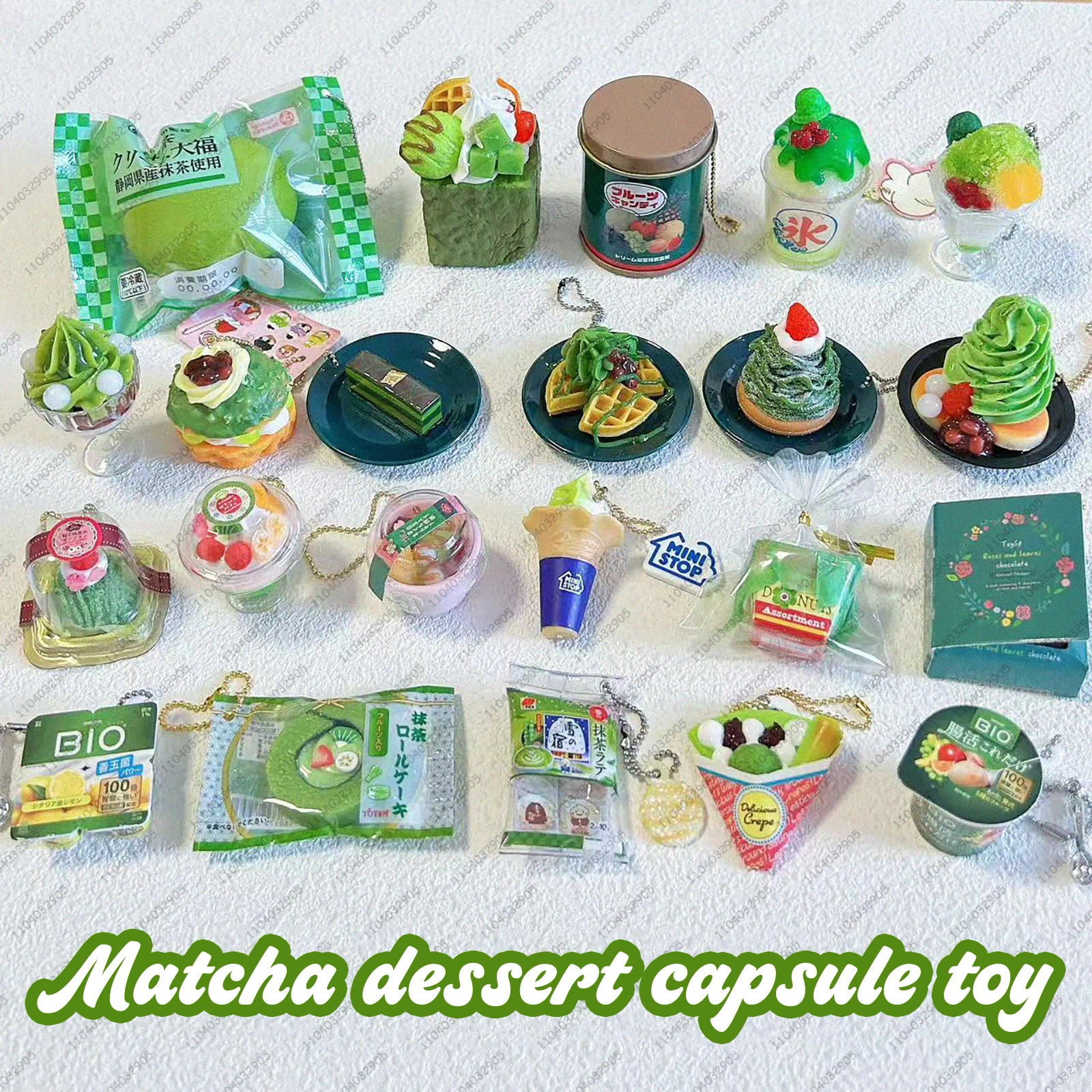 japanese-capsule-toy-gashapon-matcha-tea-cup-cream-muffin-waffle-cake-miniature-food-toy-keychain-bag-charm-dollhouse-girl-gifts