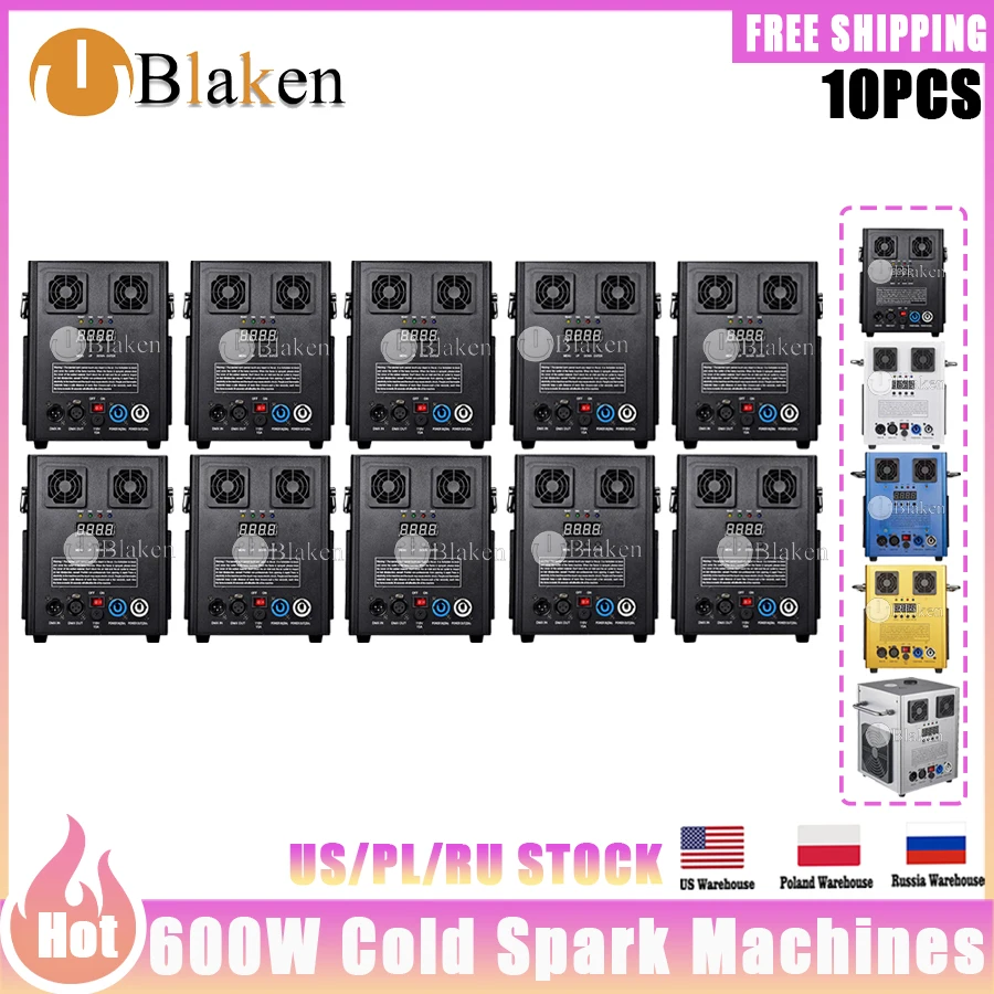 

0 Tax 10Pcs 600W Cold Spark Machine DMX Remote Cold Fireworks Fountain Ti Powder Sparkular Machine For Wedding Party DJ Party