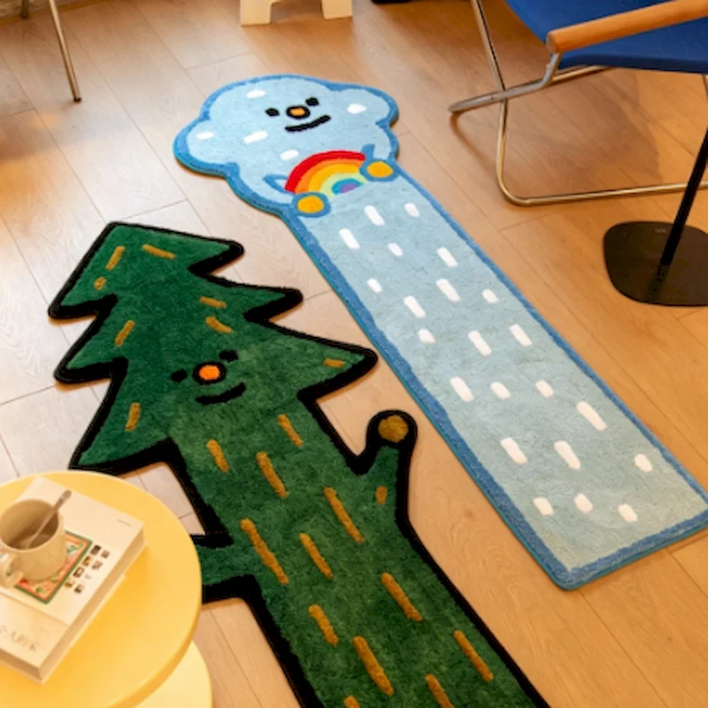 VIKAMA Cartoon Cloud Tree Trunk Shape Carpet Soft Anti Slip Water Absorbing Carpet Creative Irregular Home Decoration