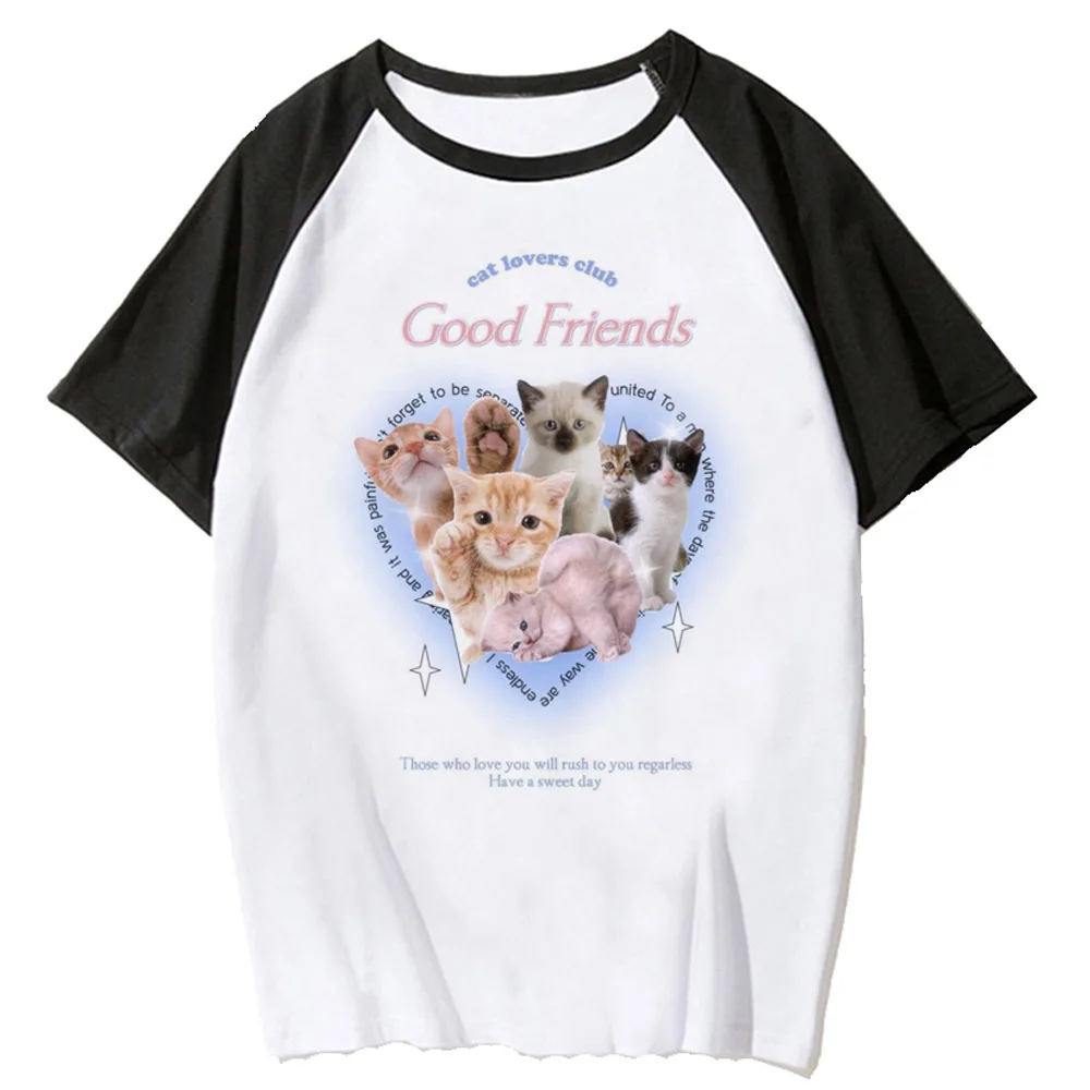 Kitten Cat Neko t-shirts women summer funny top girl graphic harajuku clothing