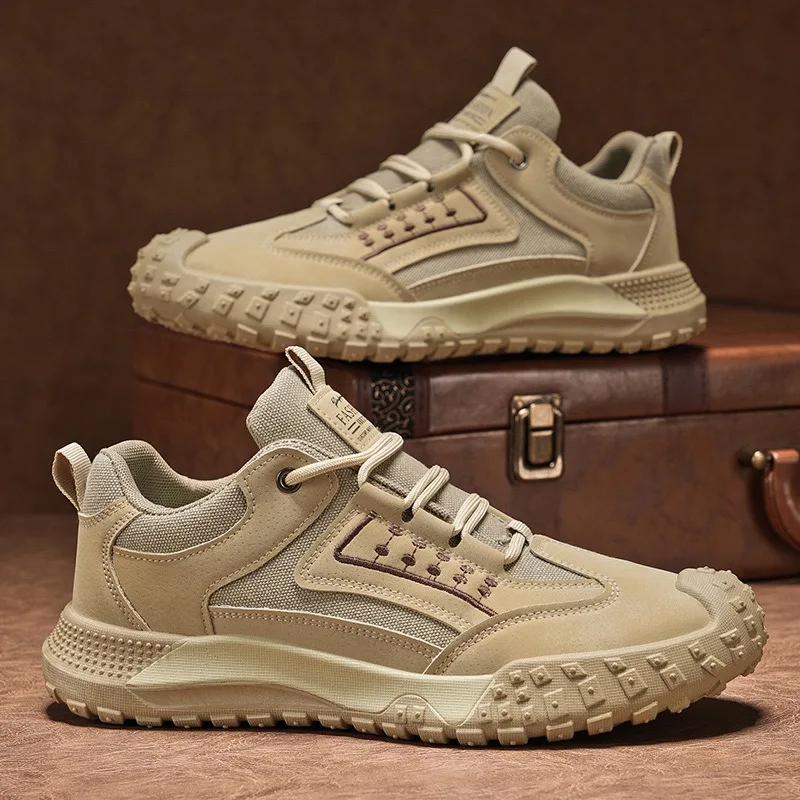 

Мужские дышащие рабочие кроссовки с закрытым носком, нескользящие повседневные кеды, прочные износостойкие уличные мужские походные ботинки