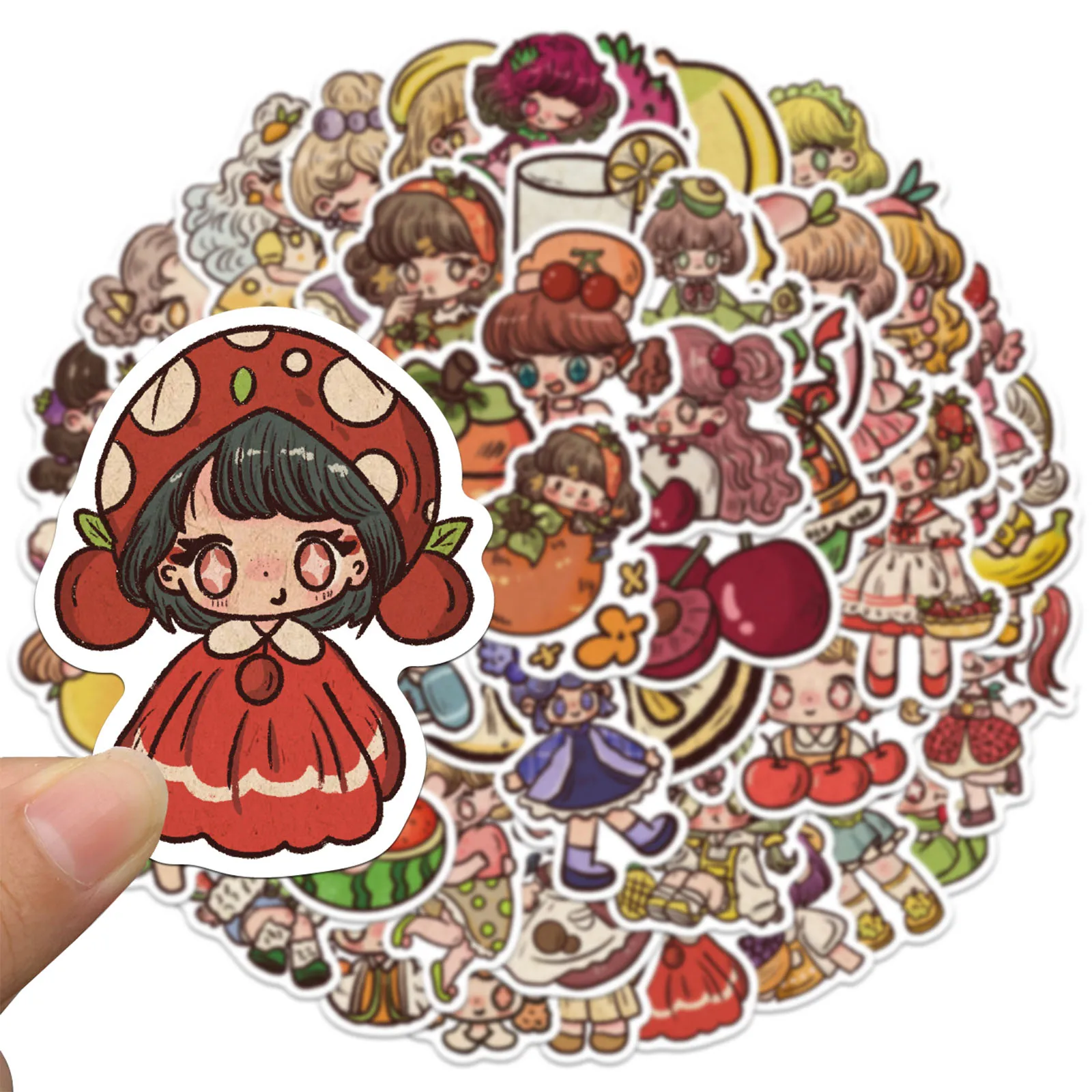 50PCS Retro Fruit Stickers Cute and Exquisite Handheld Account Materials Phone Cases Laptop Suitcases Water Cups Waterproof