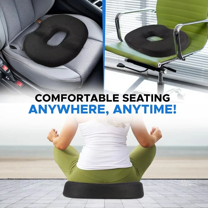 Memory Foam Office Chair Cushion Breathable Anti Slip Coccyx Pain Relief Comfortable Tailbone Pad for Sedentary Work Travel