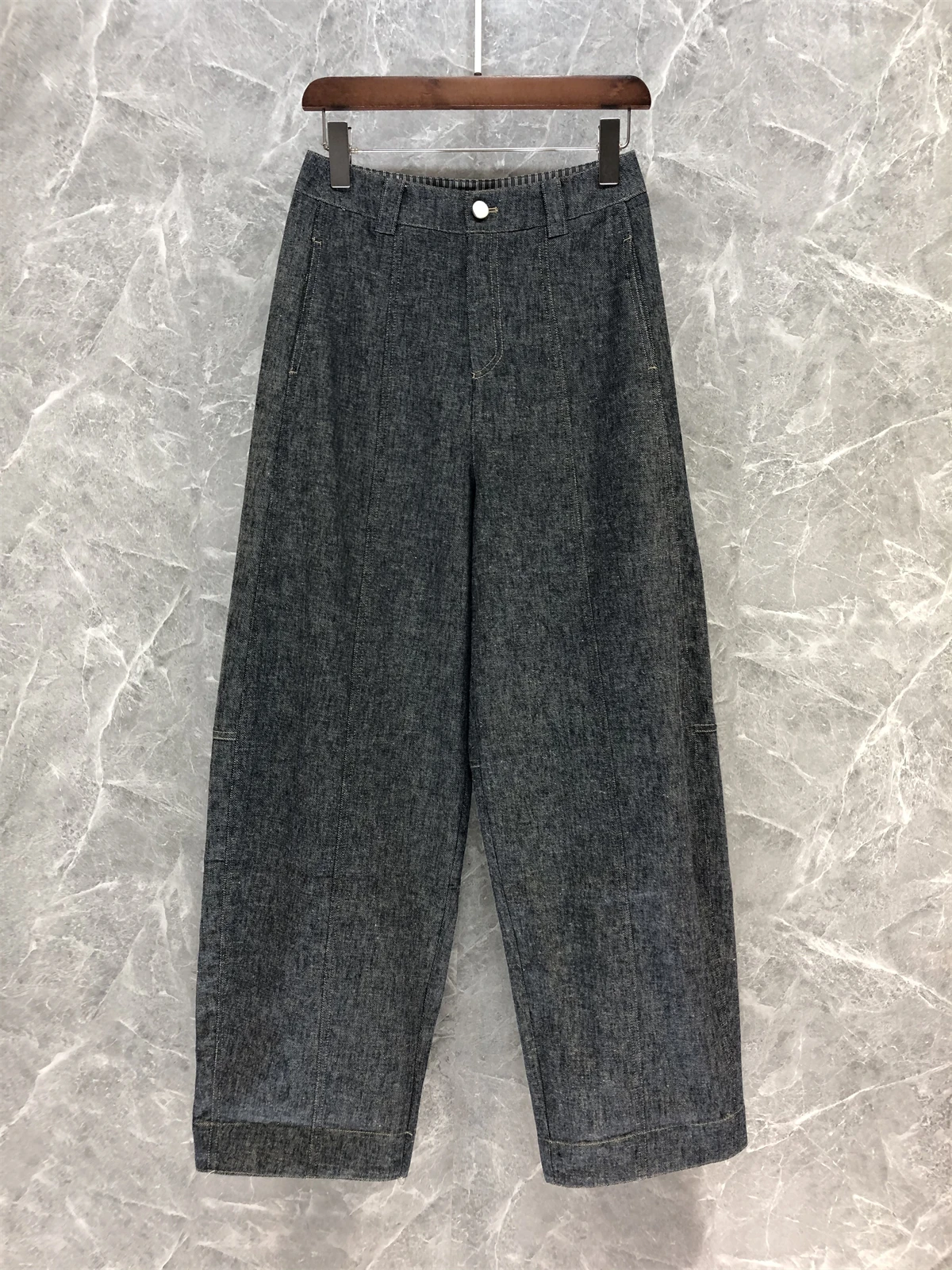 

2025 Autumn Women's Cotton and Line Jeans Slimming Floor Casual Pants