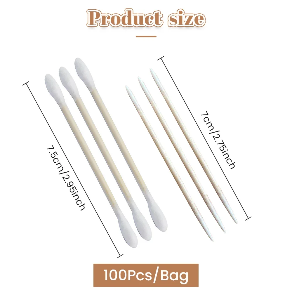 200-800pcs Disposable Ultra-small Cotton Swab Lint Free Micro Wood Makeup Brushe Eyelash Extension Glue Double ended Cotton swab