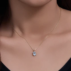 Hot sale high quality best selling silver Topaz blue crystal heal stone Oval Cut Pendant Necklaces