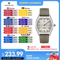 FARASUTE Retro Luxury Men Automatic Watch Jump Hour Watch Seagull Movement Sapphire Stainless Steel Waterproof Men Watch Reloj