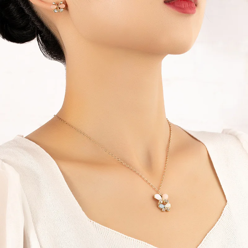 

Double Nelace Simple Faion Jewelry Cross-Border Earrings Accory Alloy Embedded Artificial Gemstone