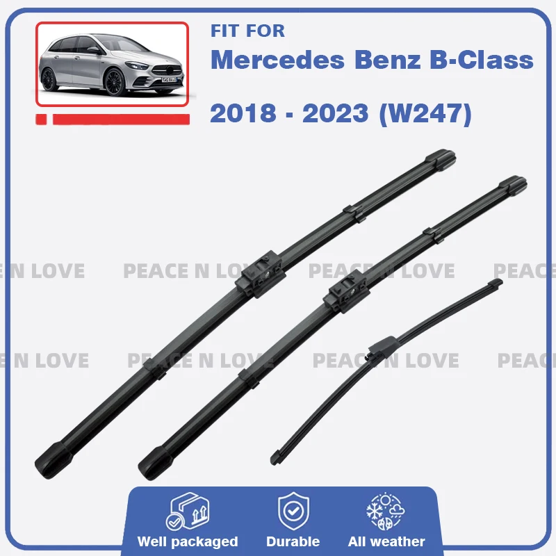 Lâminas de limpador dianteiras e traseiras para mercedes benz classe b w247 2018 - 2023 b160 b170 b180 b200 b220 b250 b55 acessórios para carro para-brisa