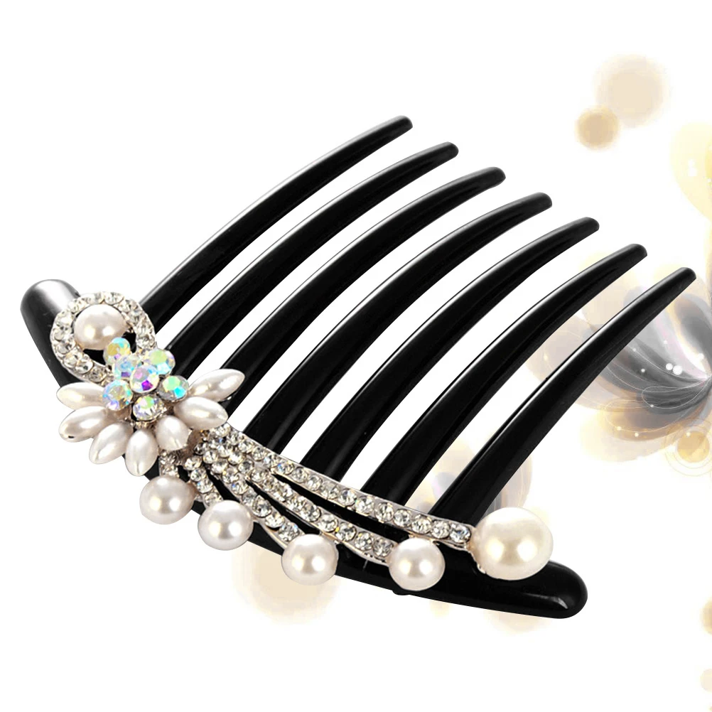 

Elegant Imitation Hair Comb Crystal Floral Rhinestone Bride Headdress Wedding Dance Daily Use Inserted Hair Comb Women