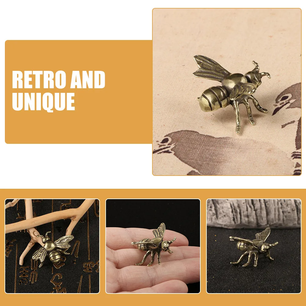 Brass Bee Ornament Stylish Desktop Decor Home Office Tablet Decoration Small Bee Adornment Indoor Tabletop Decoration