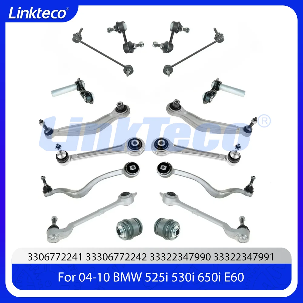 16 PCS Front And Rear Suspension Control Arm And Steering Linkage Kit Fit 2.0 2.2 2.5 3.0 4.4 4.8 5.0 L For BMW E60 E61 M5 06-10