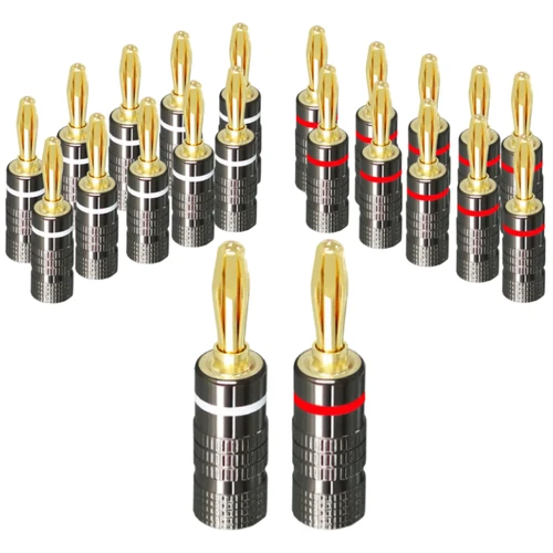 2/6/10/20/50 Uds. Conector macho de 4mm conectores Banana de altavoz de Audio Hifi chapados en oro de 24K para altavoces y amplificadores