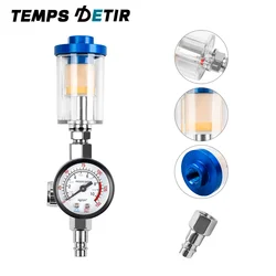 G1/4 Thread Oil-Water Separator Filter Separator Spray Gun Air Regulator Pressure Gauge with EU Adapter for Spray Gun Air Tool