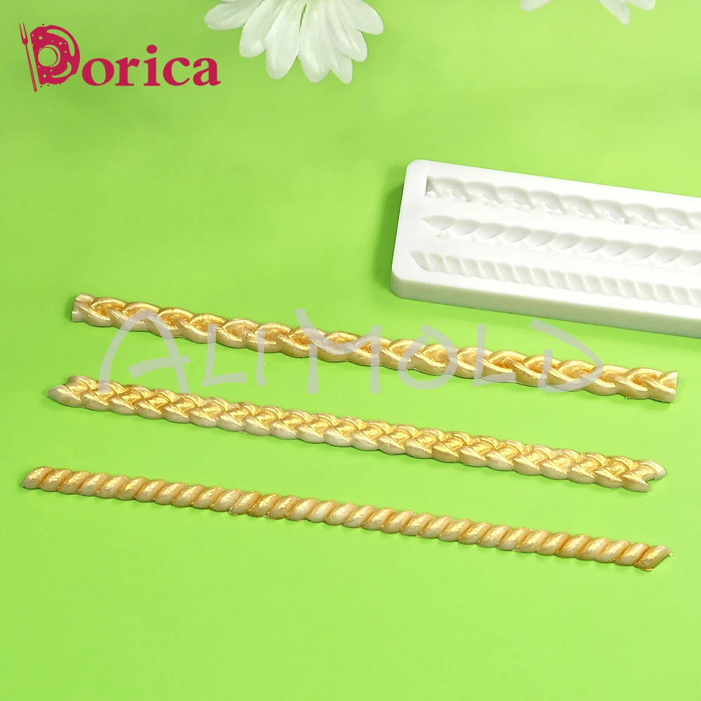 3 Cavity Braided Rope Design Fondant Silicone Mold Fudge Chocolate Mould Resin Clay Model Cake Decorating Tools Kitchen Bakeware