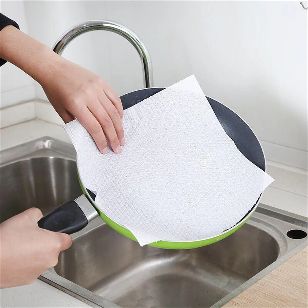 Reusable Cleaning Cloths Household Kitchen Disposable Rags Non-woven Dish Rag Wash Paper Towels Non-stick Oil Dishcloths