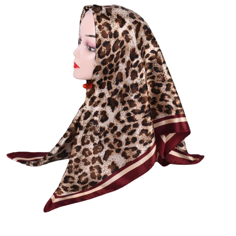 New Leopard Print Scarf in Autumn Winter 90x90 Square hijab New Arrivals 2024 luxury Scarf Women Thin Scarf Modal Hijab Uv Mask