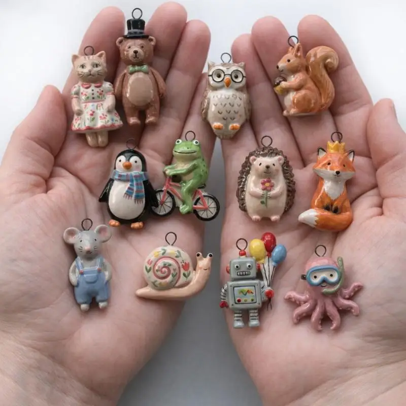 1Pcs Color Preserved Stainless Steel DIY Jewelry Necklace Bracelet Accessories Cartoon Owl Squirrel Hedgehog Charms Pendant