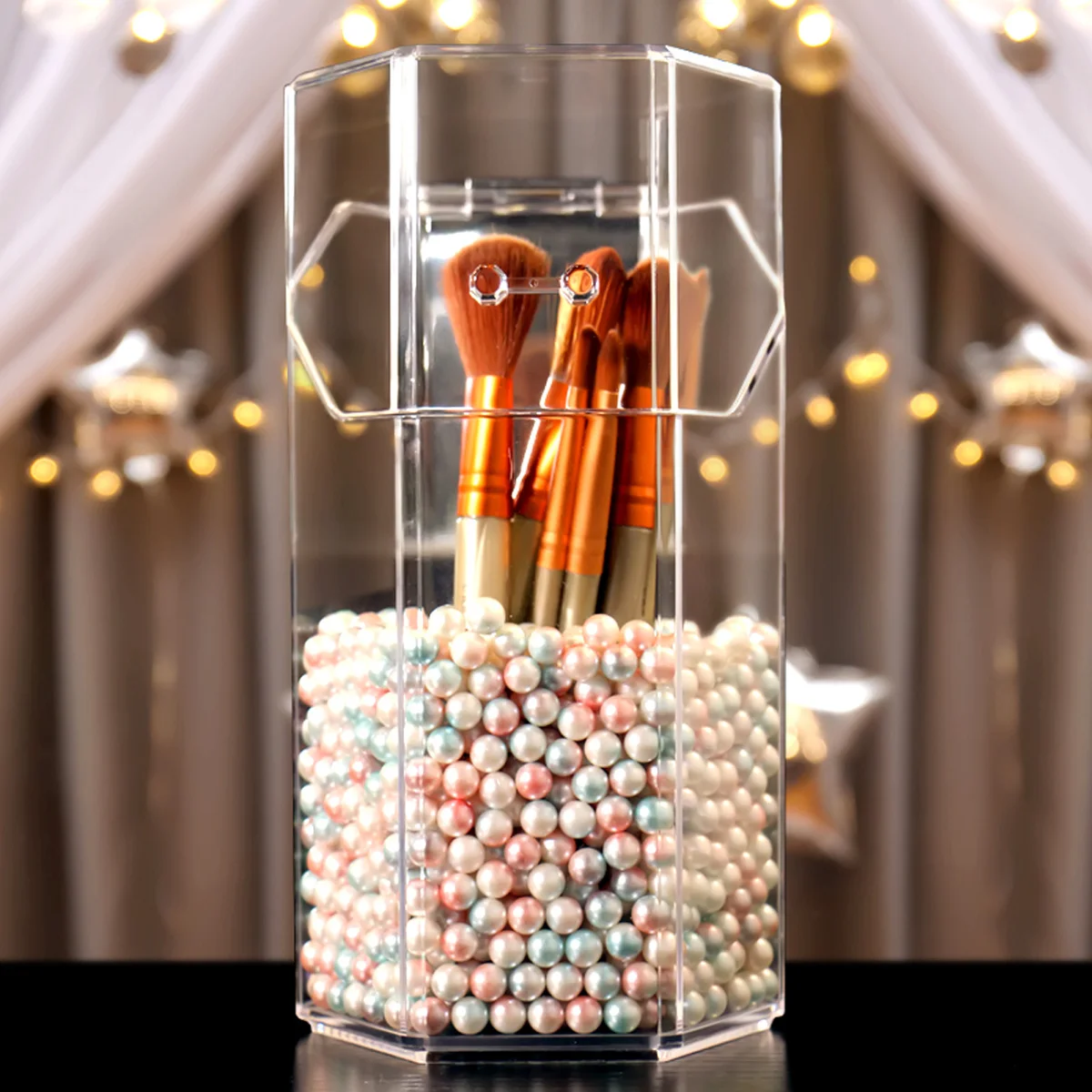 Makeup Brushes Storage Box Transparent Dustproof Organizer Case for Lipstick Mascara Jewelry Desktop Decoration Pen