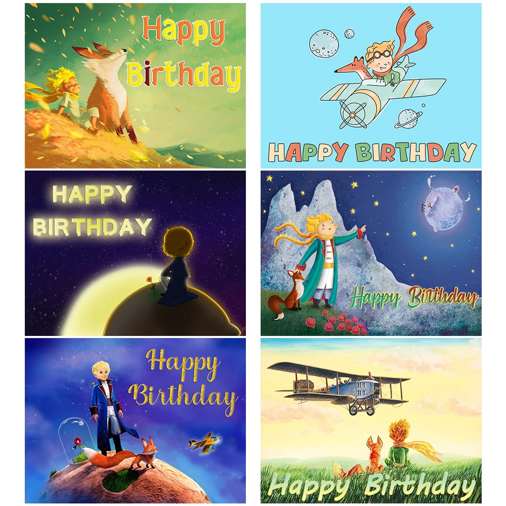 Le Petit Prince Pilot Fox Rose Theme Birthday Party Vinyl Background Baby Shower Decoration Photography Studio Props Supplies