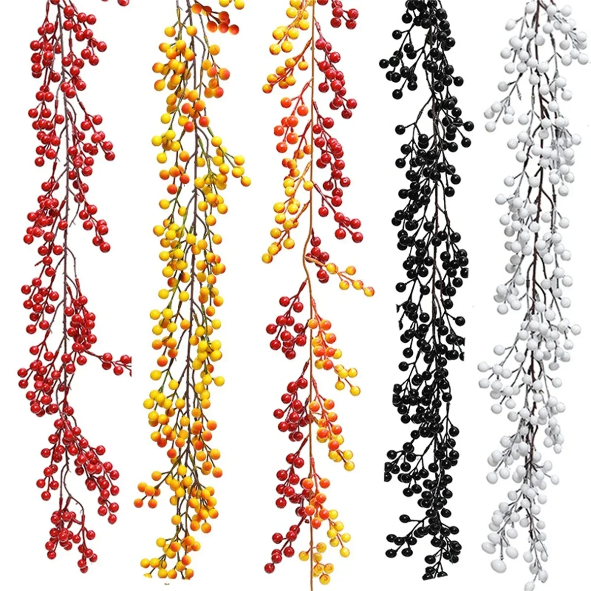 6FT Artificial Red Berry Garland Hanging Vines DIY Hanging Wreath Xmas Tree Home Decoration New Year Ornament 2025