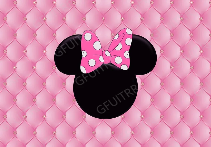 Disney Minnie Mouse Round Backdrop Child Birthday Backdrop Girls 1st Birthday Round Cylinder Cover Decor Photo Booth Photocall