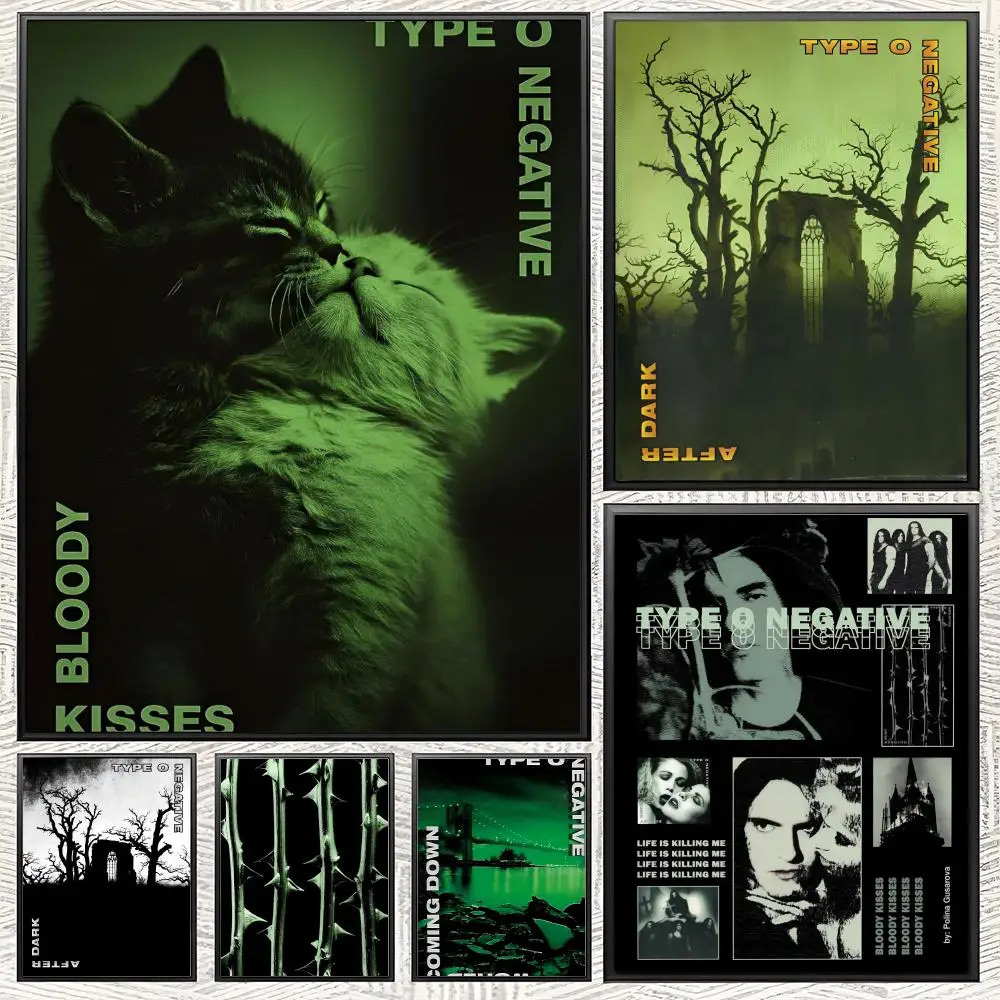 Image of Musik-Typ-O-Negative-Poster, selbstklebender Papierdruck, für Zuhause, Wohnzimmer, Schlafzimmer, Eingang, Bar, Café, Kunst