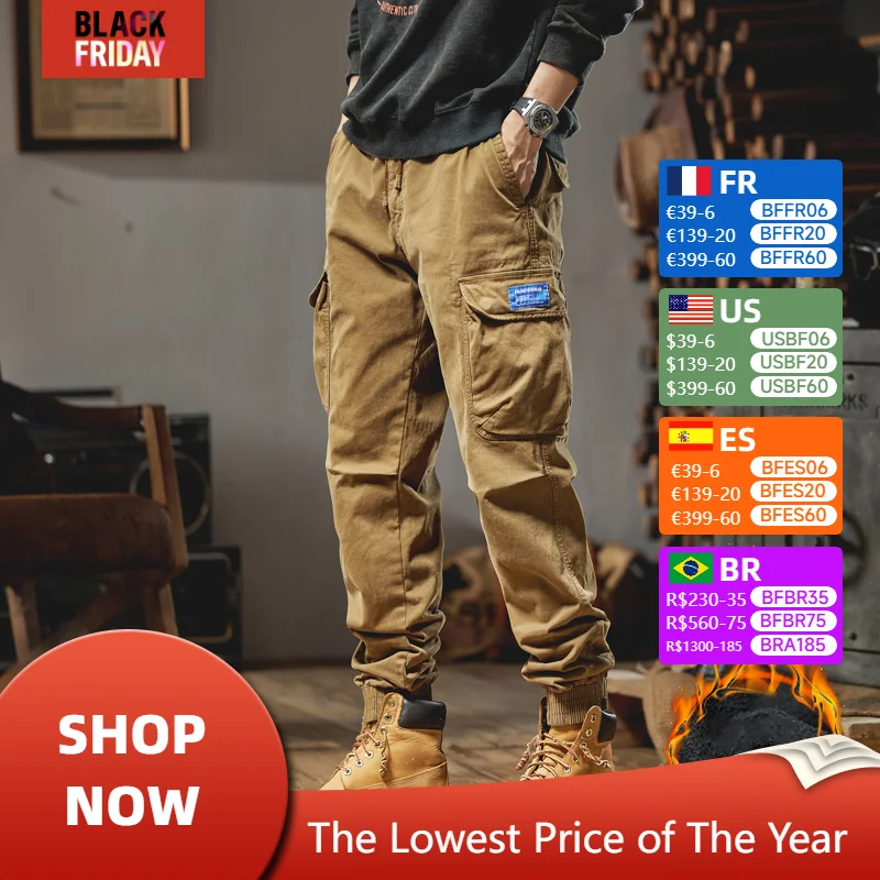 BAPAI-pantalones Cargo con múltiples bolsillos para hombre, pantalones militares cálidos de lana, pantalones tácticos para exteriores, pantalones Cargo Y2k, Invierno