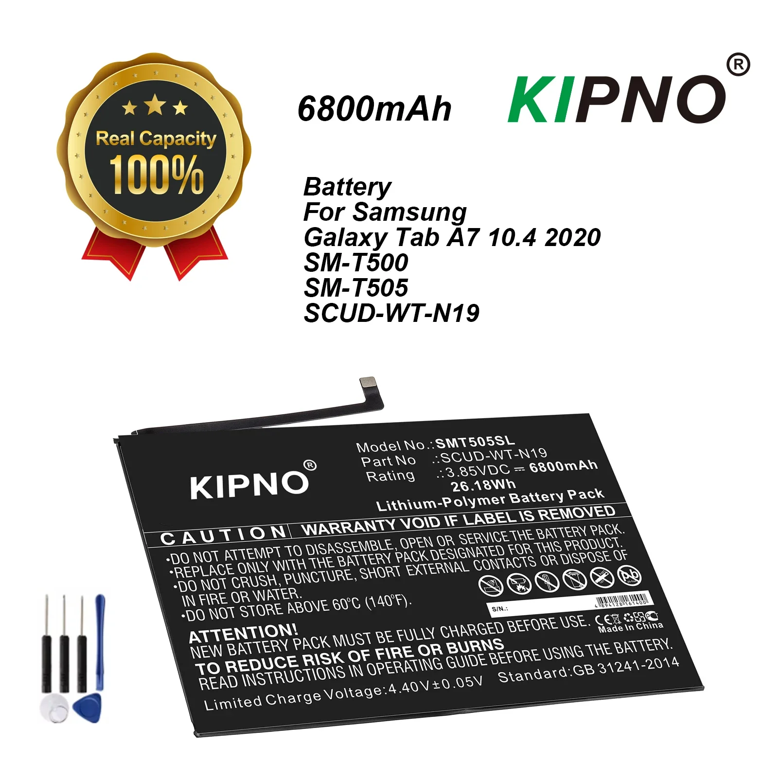 

KIPNO SCUD-WT-N19 6800mAh Replacement Battery For Samsung Galaxy Tab A7 T505C T500 Tablet batteria+Tools