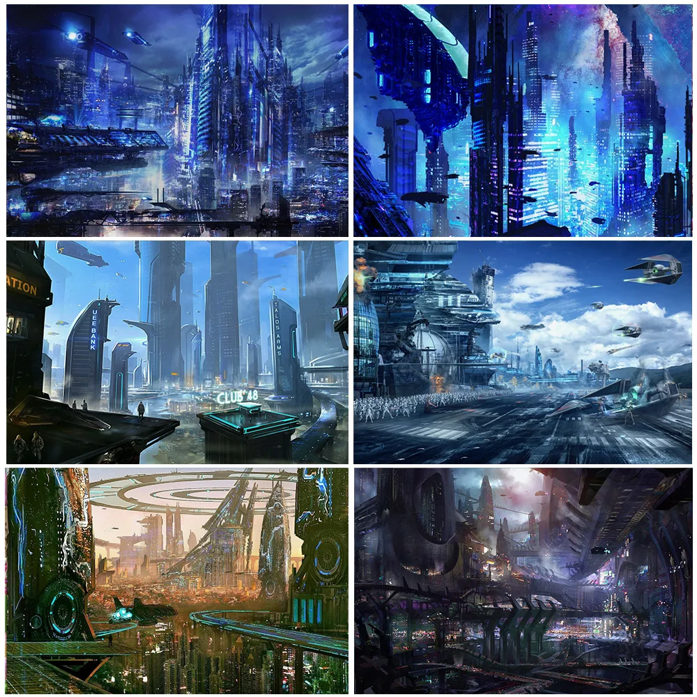 

Cyberpunk City Background Technological Future Style Party Backdrop Bedroom Decorations Photography Studio Props Birthday Gifts